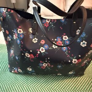 Floral Navy Tote Bag